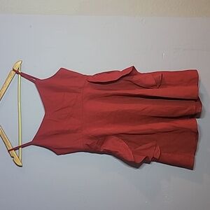 Red Sleeveless Dress with Ruffle Details